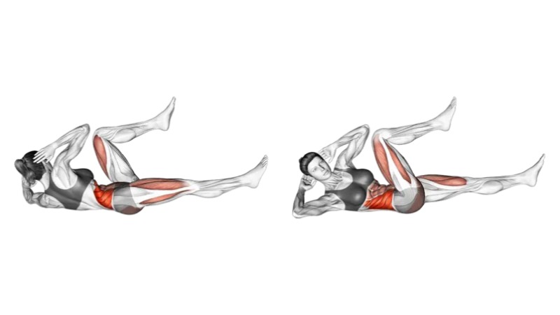 حرکت کرانچ دوچرخه ورزش خوابیده برای لاغری شکم